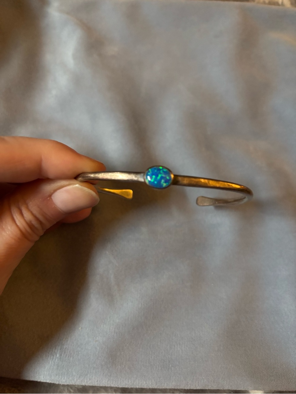 Sterling Silver .925 Blue Opal Cuff Bracelet
